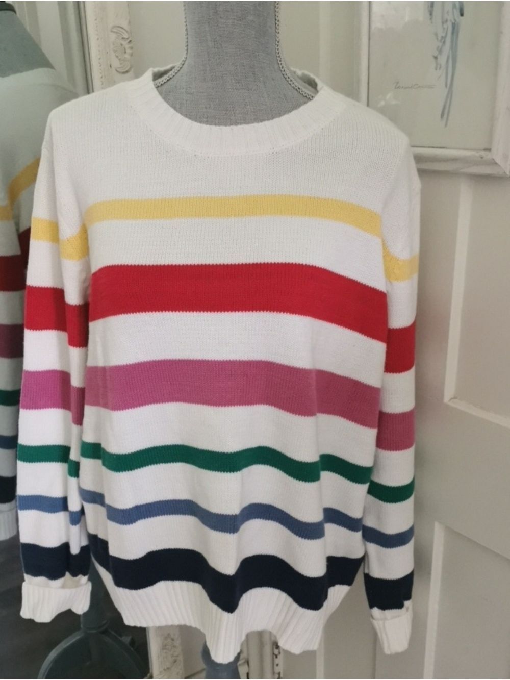 Charlie B Multi-Color Striped Knit Pullover Preppy Sailorcore. Size XL